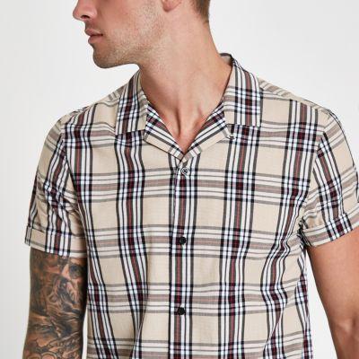 River Island Mens Check Print Revere Shirt