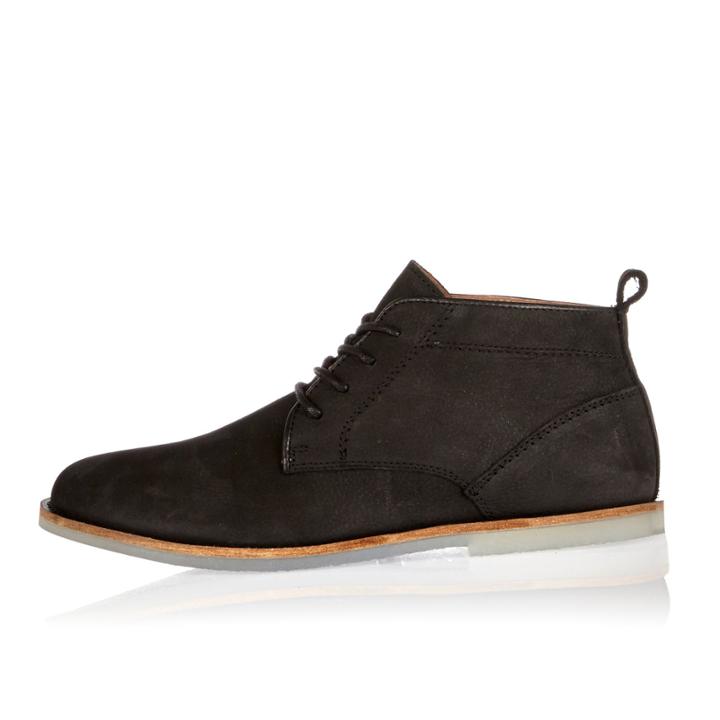 River Island Mensblack Nubuck Leather Lace-up Boots