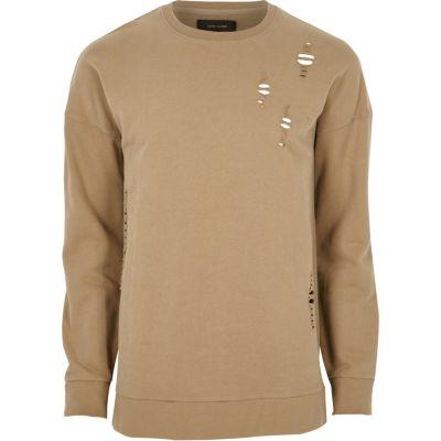 River Island Menslight Distressed Sweatshirt