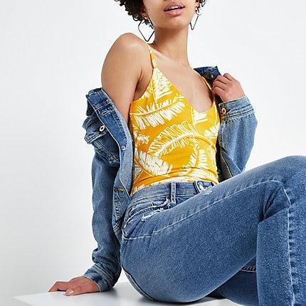 River Island Womens Palm Print Bodysuit
