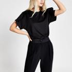 River Island Womens Scuba Frill Short Sleeve Top