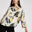 River Island Womens Abstract Print Batwing Sleeve Top