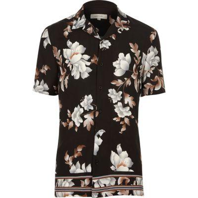 River Island Mens Floral Print Short Sleeve Shirt