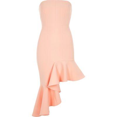 River Island Womens Frill Hem Bandeau Bodycon Dress