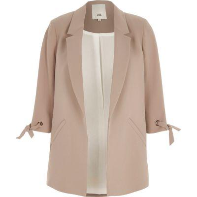 River Island Womens Nude Tie Sleeve Blazer