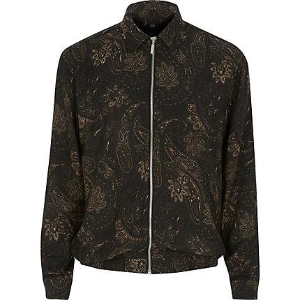 River Island Mens Paisley Long Sleeve Zip Overshirt