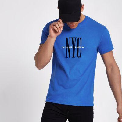 River Island Mens Royal 'nyc' Short Sleeve T-shirt