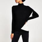 River Island Womens Blocked Wrap Front Ribbed Knit Top