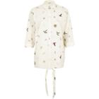 River Island Womens White Jewelry And Bird Print Shirt