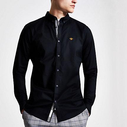 River Island Mens Embroidered Slim Fit Oxford Shirt