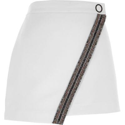 River Island Womens White Embellished Structured Skort