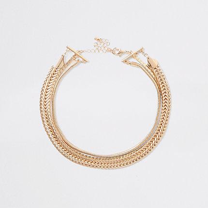 River Island Womens Gold Tone Layered Chain Choker