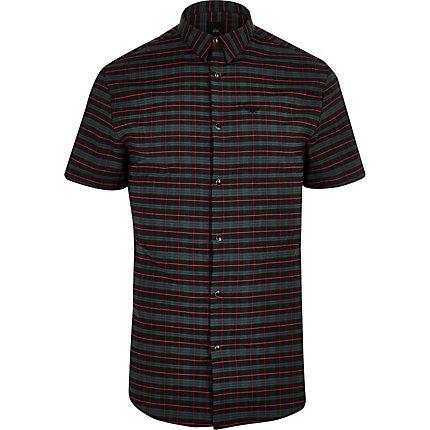 River Island Mens Check Embroidered Short Sleeve Shirt