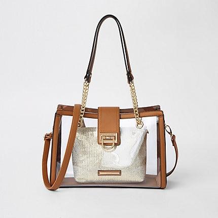 River Island Womens Perspex Pouch Tote Bag