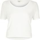 River Island Womens White Relaxed Scoop Neck T-shirt