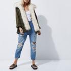 River Island Womens Petite Fur Trim Army Jacket