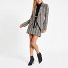 River Island Womens Check Double-breasted Blazer