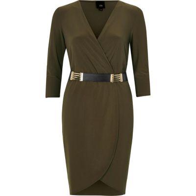 River Island Womens Belted Bodycon Wrap Dress
