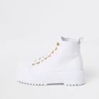 River Island Womens White Chunky Digger Lace Up Boots