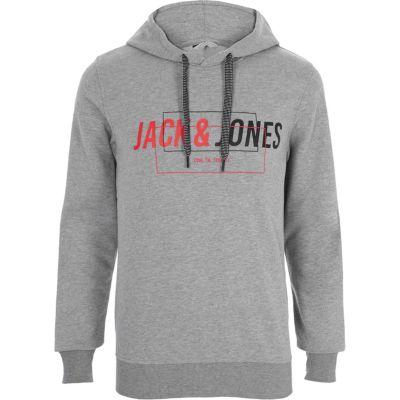 River Island Mens Marl Jack And Jones Core Print Hoodie