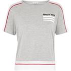 River Island Womens Marl Mesh Panel Text Print T Shirt