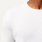 River Island Mens White Ribbed Slim Fit Long Sleeve T-shirt