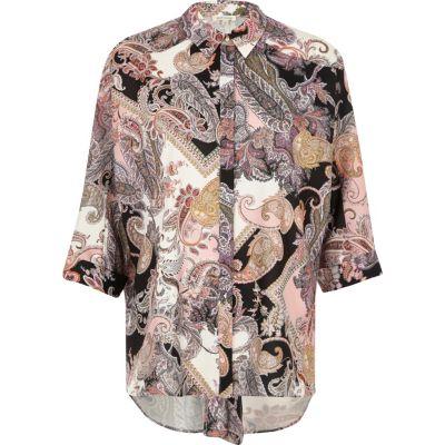 River Island Womens Paisley Knot Back Shirt