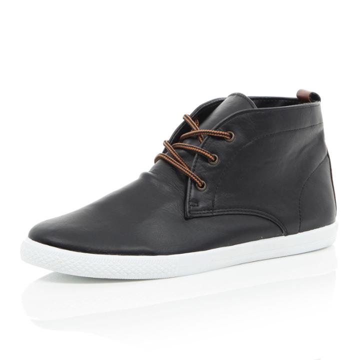 River Island Mensblack Lace Up Mid Top Boots
