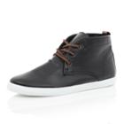 River Island Mensblack Lace Up Mid Top Boots