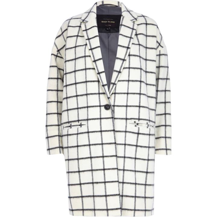 River Island Womens Wool-blend Check Oversized Coat