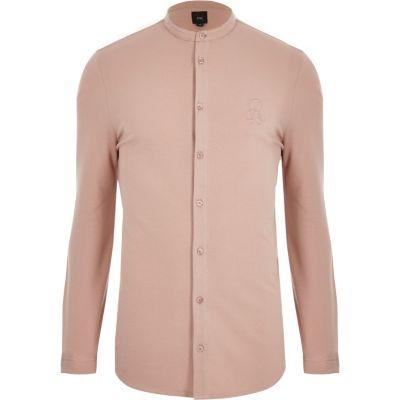 River Island Mens Pique Muscle Fit Grandad Shirt