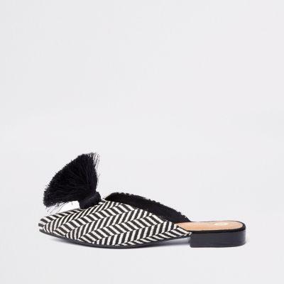 River Island Womens Wide Fit Pointed Backless Loafers