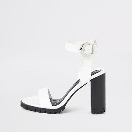 River Island Womens White Cleated Sole Heeled Sandal