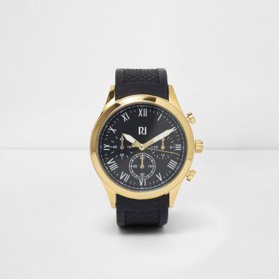 River Island Mens And Gold Tone Round Face Watch
