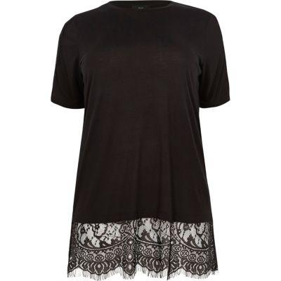 River Island Womens Plus Lace Short Sleeve T-shirt