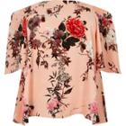 River Island Womens Plus Floral Print Bardot Top