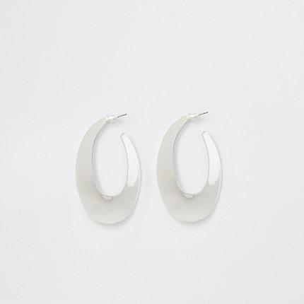 River Island Womens Silver Tone Oval Hoop Earrings