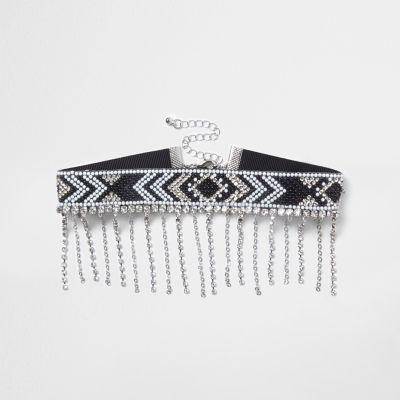 River Island Womens Mono Seedbead Tassel Choker