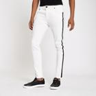 River Island Mens White Sid Ri Tape Side Skinny Jeans