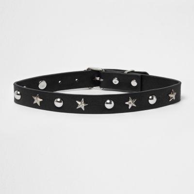 River Island Womens Faux Leather Star Stud Buckle Choker