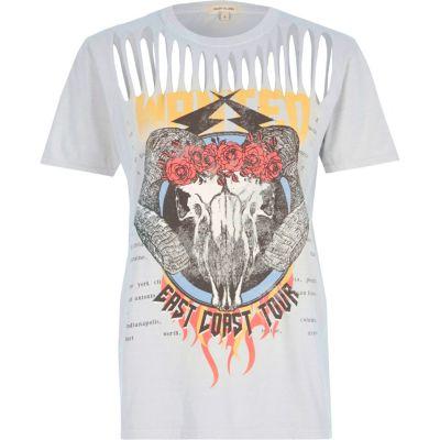 River Island Womens Rock Band Print Slash T-shirt