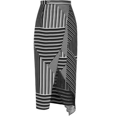 River Island Womens Stripe Wrap Front Skirt