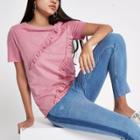 River Island Womens Ruffle Crew Neck T-shirt