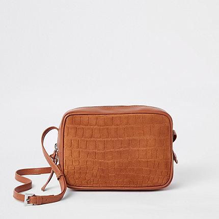 River Island Womens Croc Leather Cross Body Bag