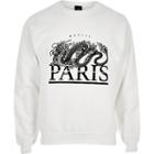 River Island Mens White 'paris' Crew Neck Sweatshirt