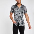 River Island Mens Satin Feather Print Button-up Shirt