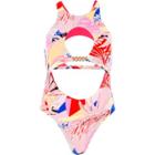 River Island Womens Tropical Cut Out High Neck Swimsuit