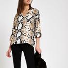 River Island Womens Snake Print Oversized Button Blouse