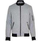River Island Mensblue Chambray Bomber Jacket