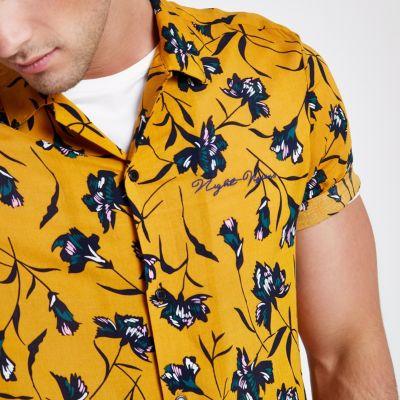 River Island Mens Floral Short Sleeve Casual Shirt